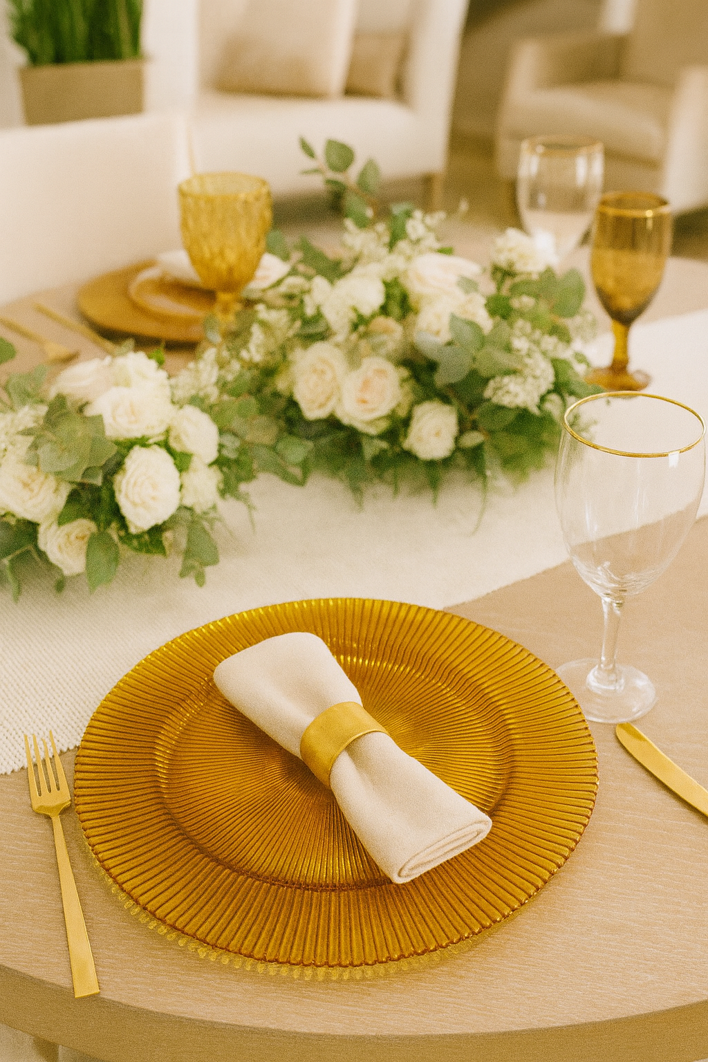 Portaplato Vidrio Dorado