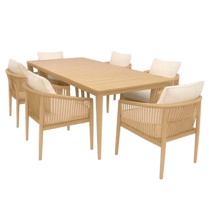 De Metal Juego De Comedor De Exterior 6 Puestos Color Wood