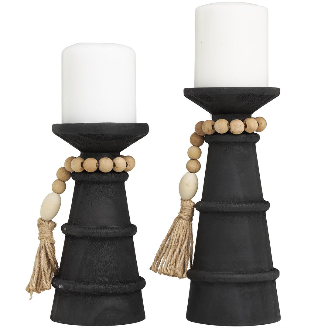 Candelabro Negro De Madera