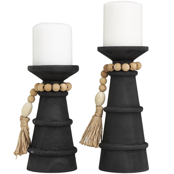 Candelabro Negro De Madera