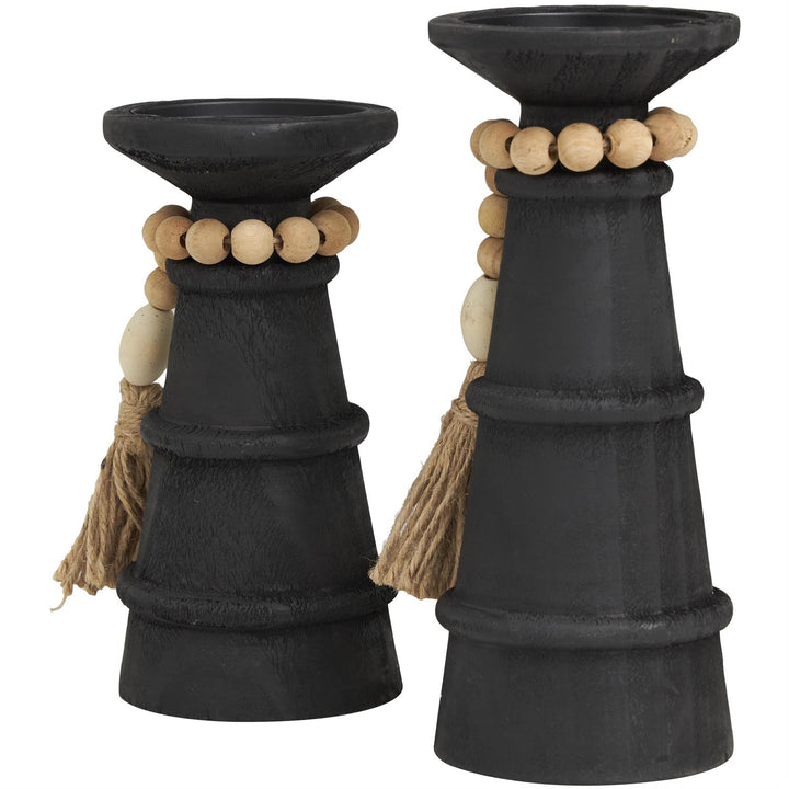 Candelabro Negro De Madera