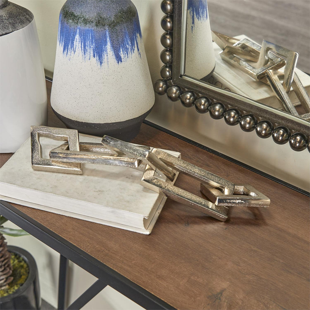 Cadena De Aluminio Decorativa Silver Hecha A Mano 3Cm Alto X 47Cm Ancho X 9Cm Fondo