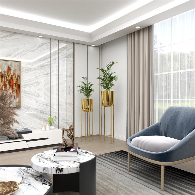 Metal Piso Plntr Gld Grande  117Cm Alto