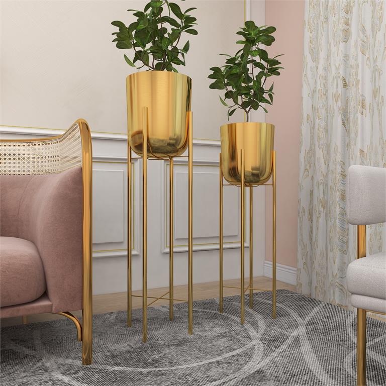 Metal Piso Plntr Gld Grande  117Cm Alto