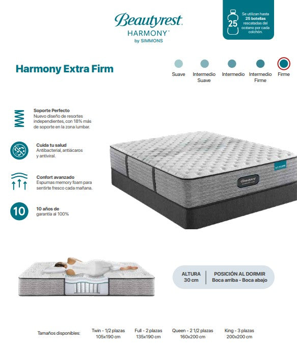 Colchón Simmons Beautyrest Harmony Extra Firm