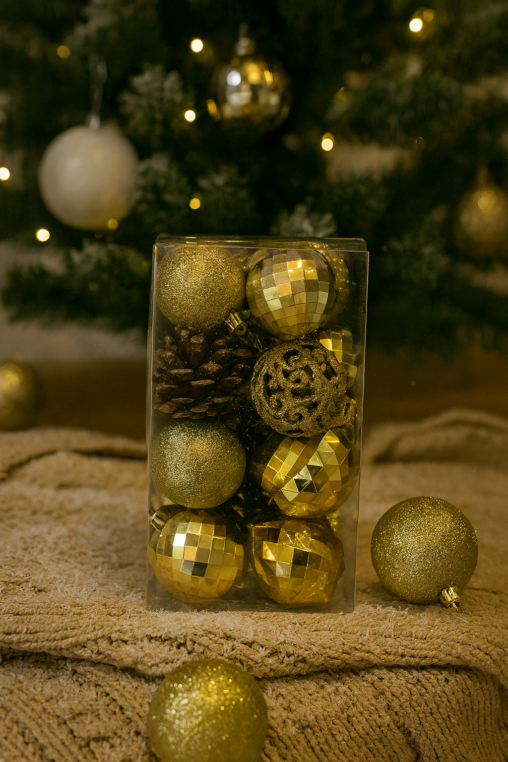 Gold-Bolas Xmas 5Cm Caja 24Pcs En Cajita  5Cm Alto