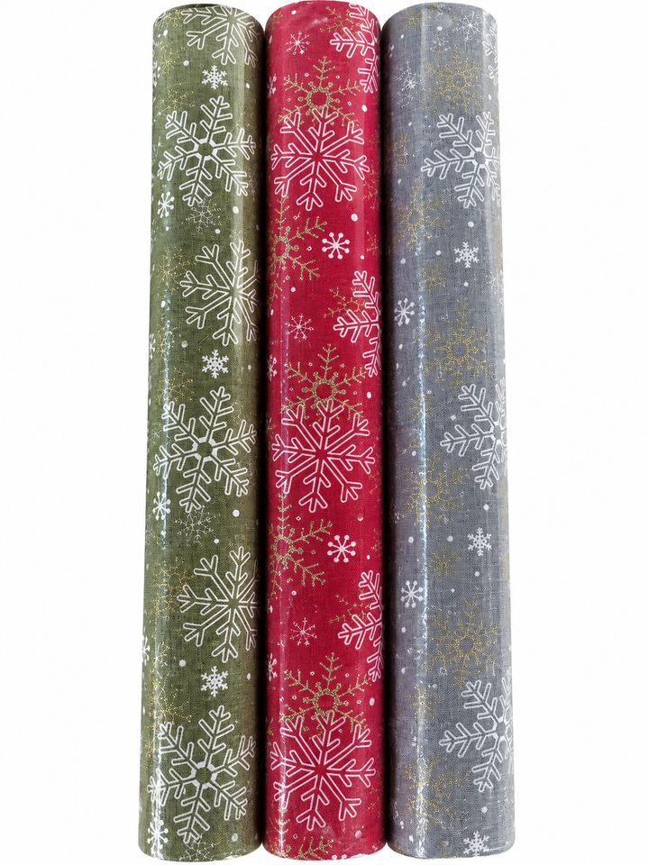 Malla Decorativa Con Copos De Nieve Navideña Surti