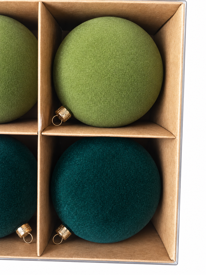 Set Esferas Navideñas De Terciopelo 9 Piezas