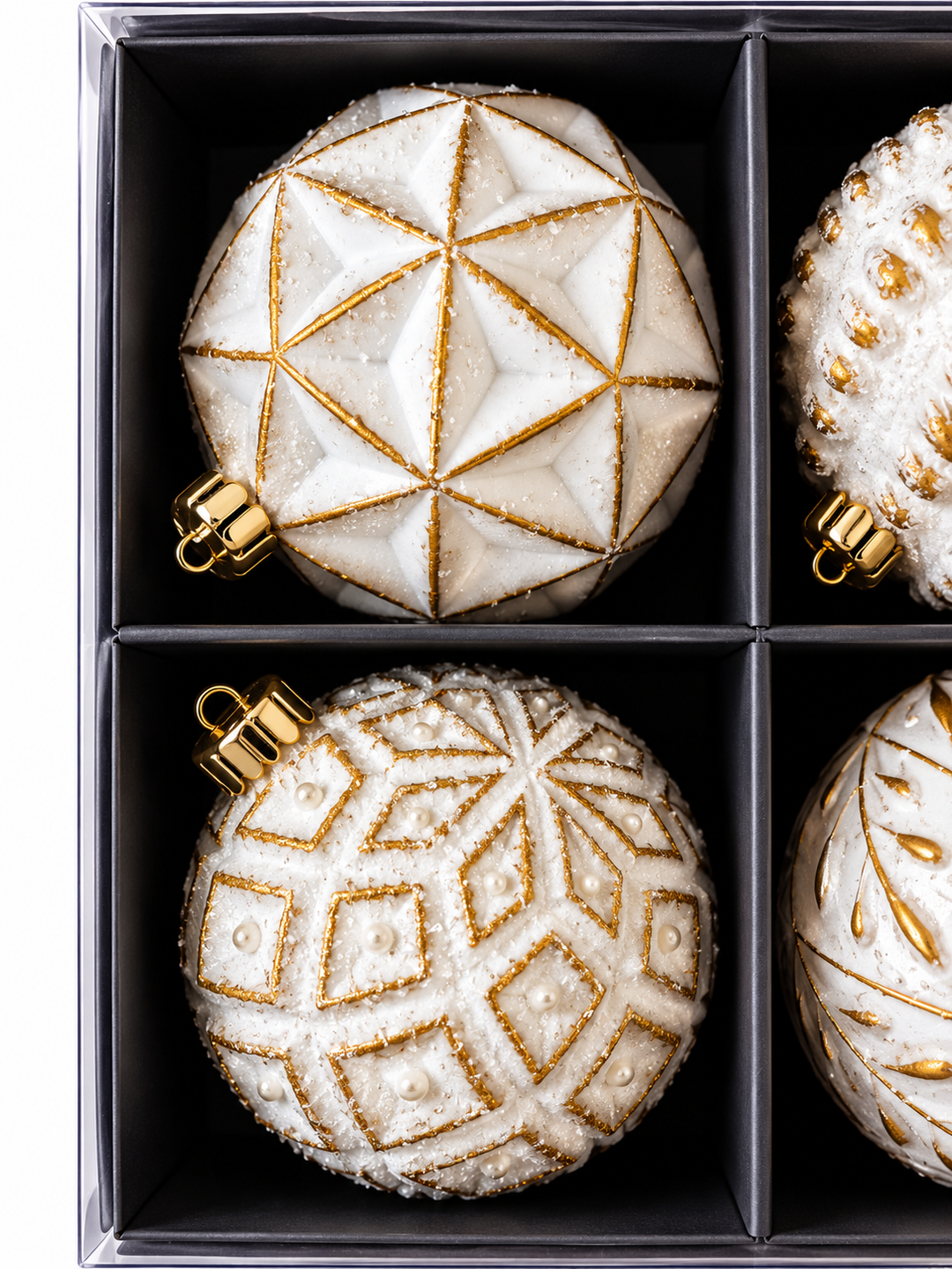 Esferas Navideñas Doradas Con Relieve 4 Pieza