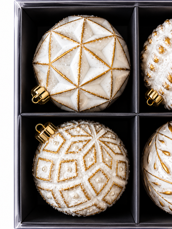 Esferas Navideñas Doradas Con Relieve 4 Pieza