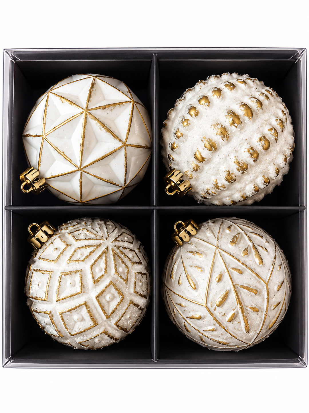 Esferas Navideñas Doradas Con Relieve 4 Pieza