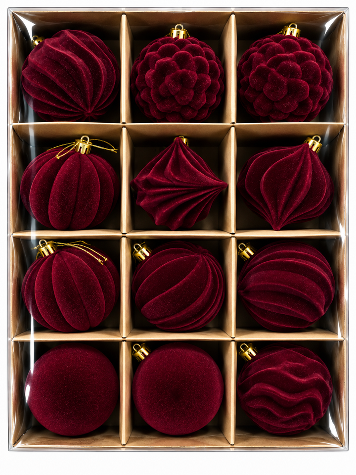 Set Esferas Navideñas Rojas 12Pzs