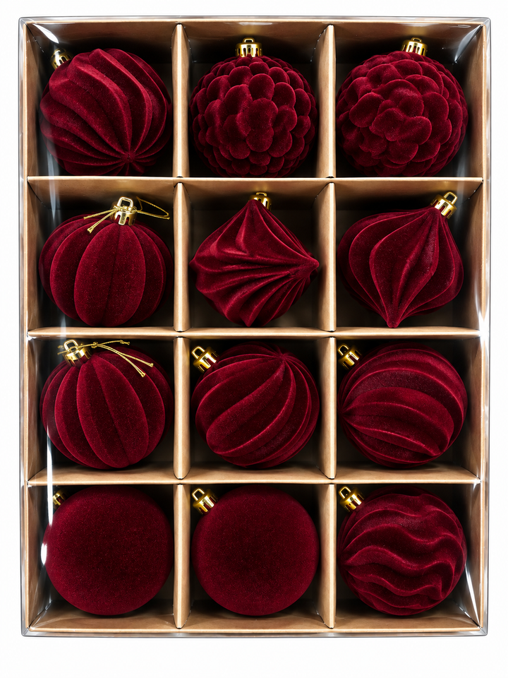 Set Esferas Navideñas Rojas 12Pzs