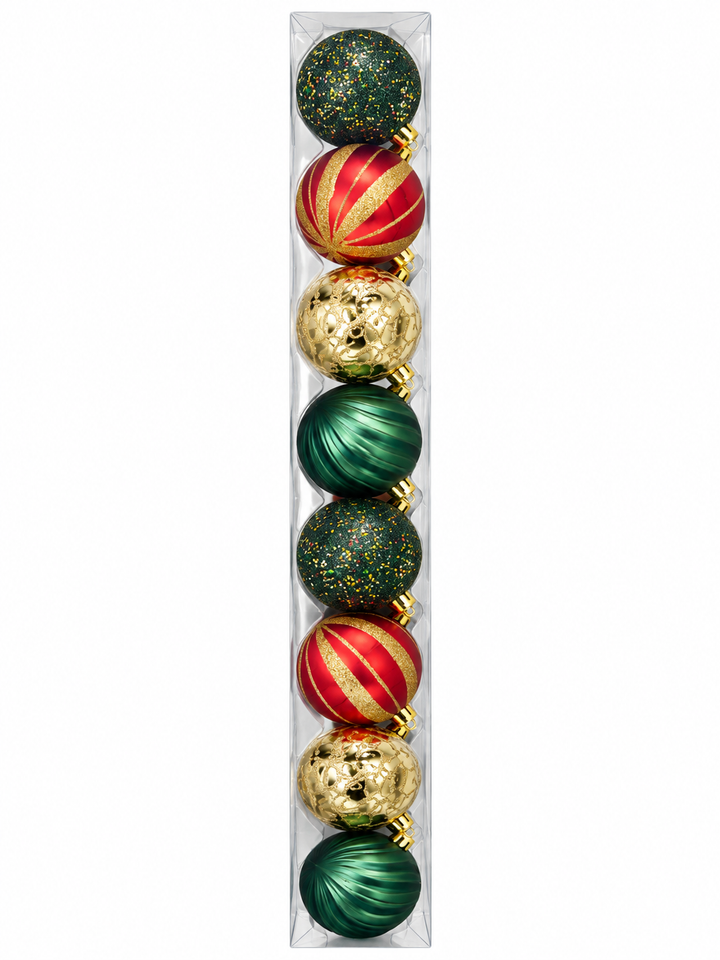 Set Esferas Navideñas Escarchadas 8Pzs