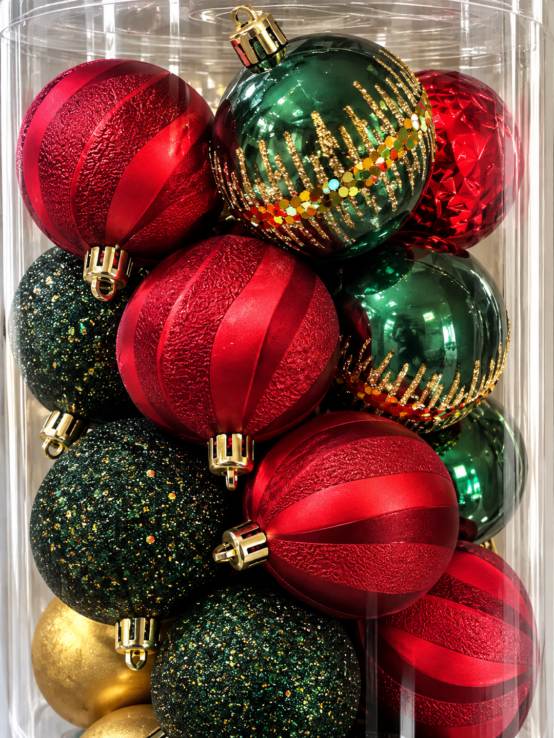 Set Esferas Navideñas Plásticas Franja De Lentejue