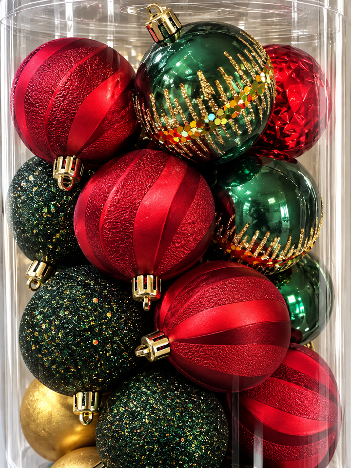 Set Esferas Navideñas Plásticas Franja De Lentejue