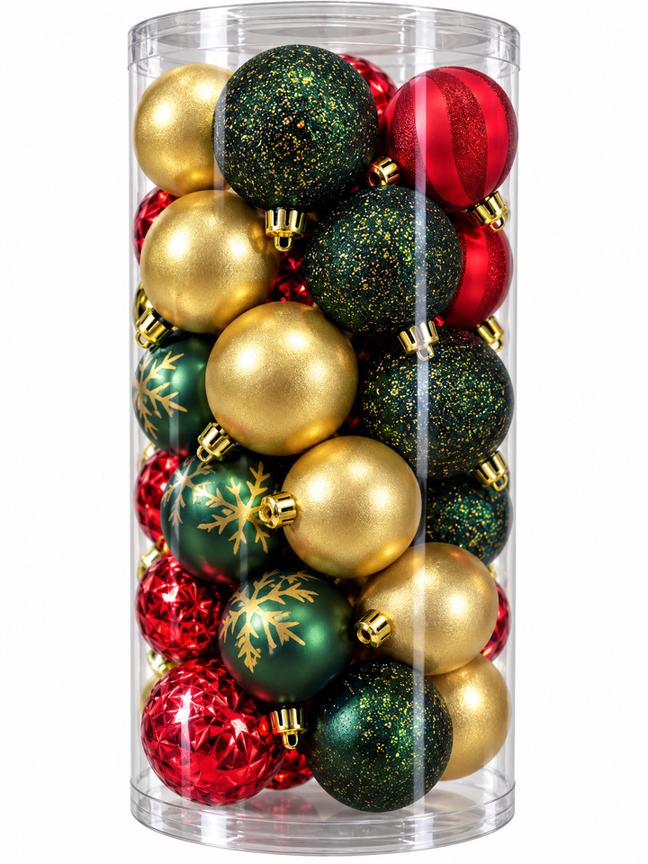 Set Esferas Navideñas Plásticas Franja De Lentejue
