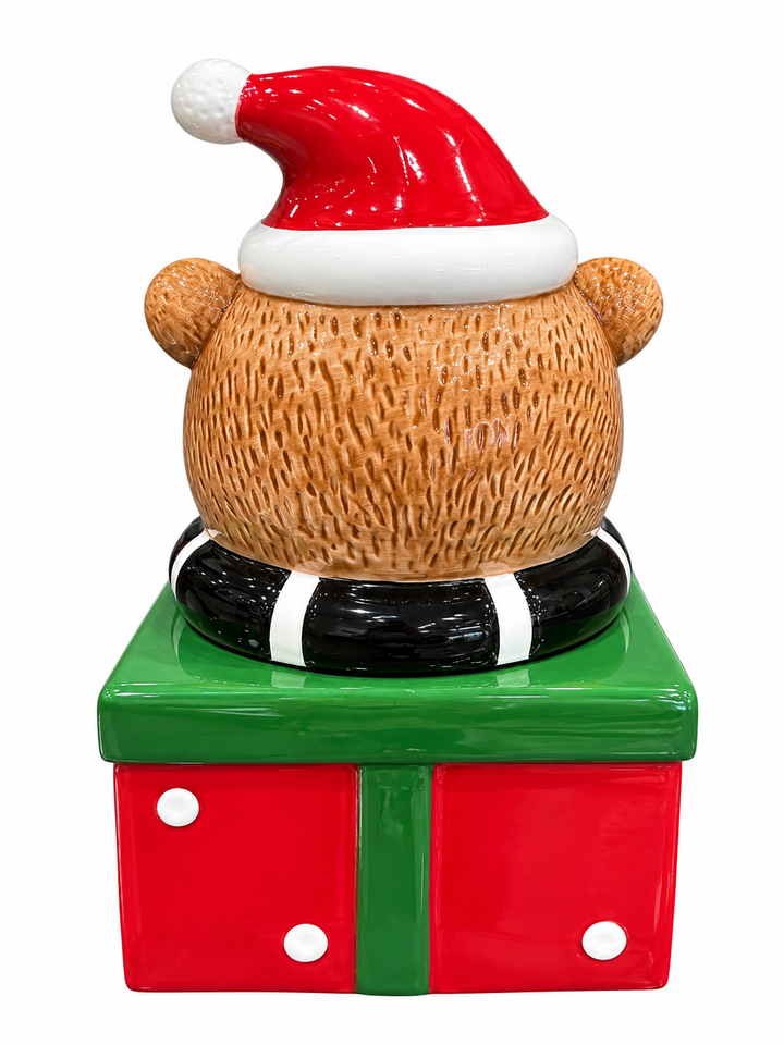 Bombonera Navideña De Cerámica Oso Caja De Regalo