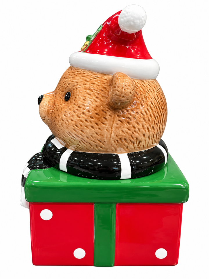 Bombonera Navideña De Cerámica Oso Caja De Regalo