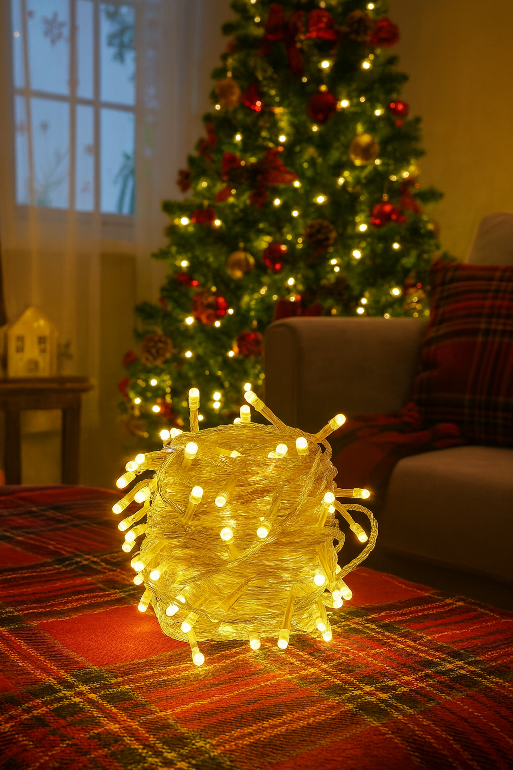 100 Focos Led Navidenos Transparente  900Cm Alto