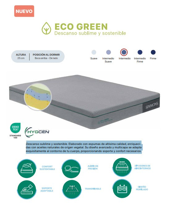 Colchón Simmons Memory Foam Eco Green