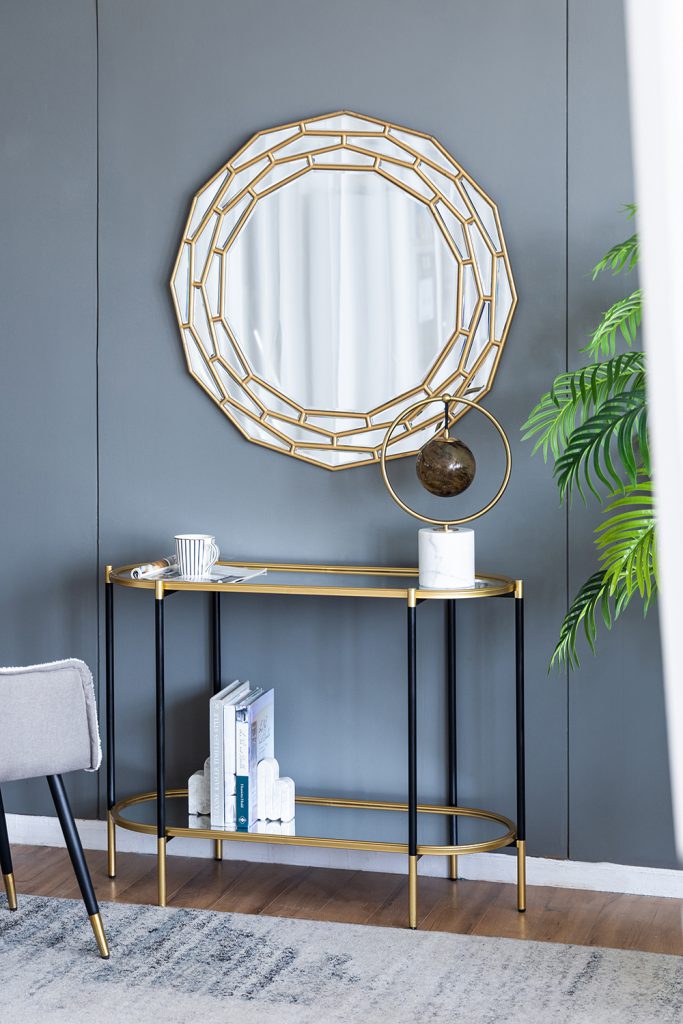 Consola Decorativa De Vidrio 104Cm Ancho X 77Cm Alto X 42Cm Profundidad