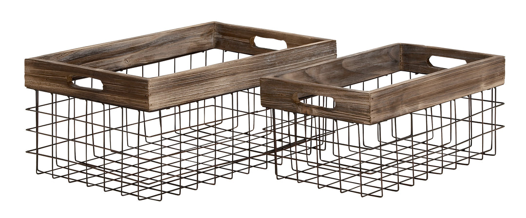 Canasta Mediana De Metal Y Madera