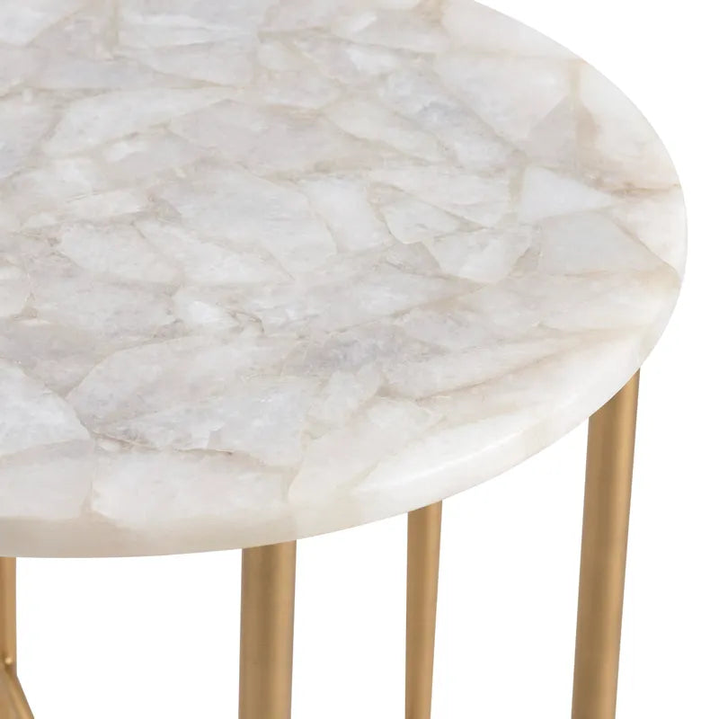 Mesa Auxiliar Redonda Mármol Blanco