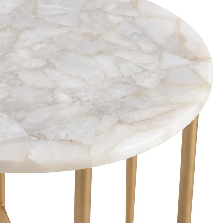 Mesa Auxiliar Redonda Mármol Blanco