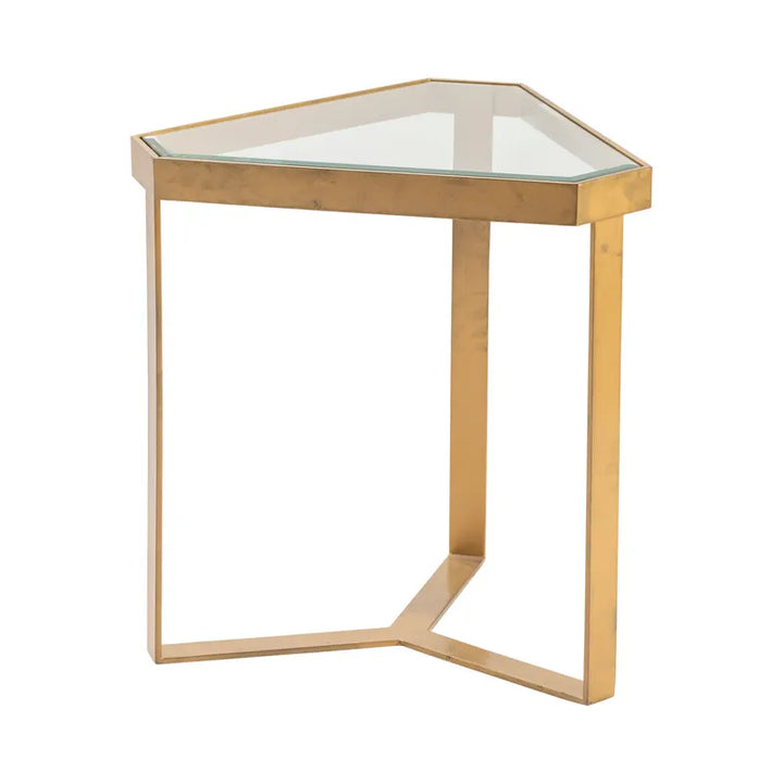 Mesa Auxiliar Metal Dorado Y Cristal