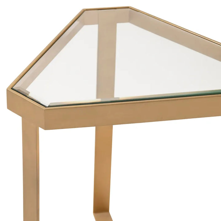 Mesa Auxiliar Metal Dorado Y Cristal