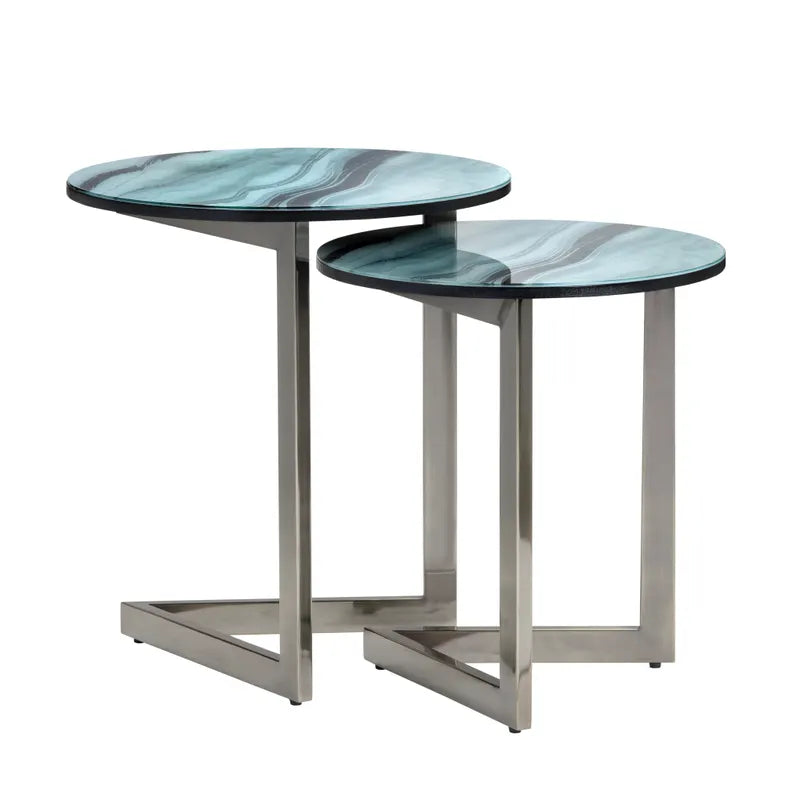 Mesa De Metal Y Vidrio Pequeña