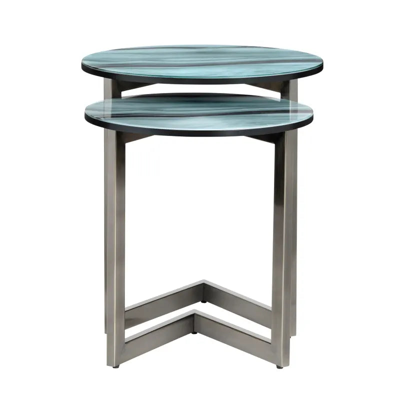 Mesa De Metal Y Vidrio Pequeña