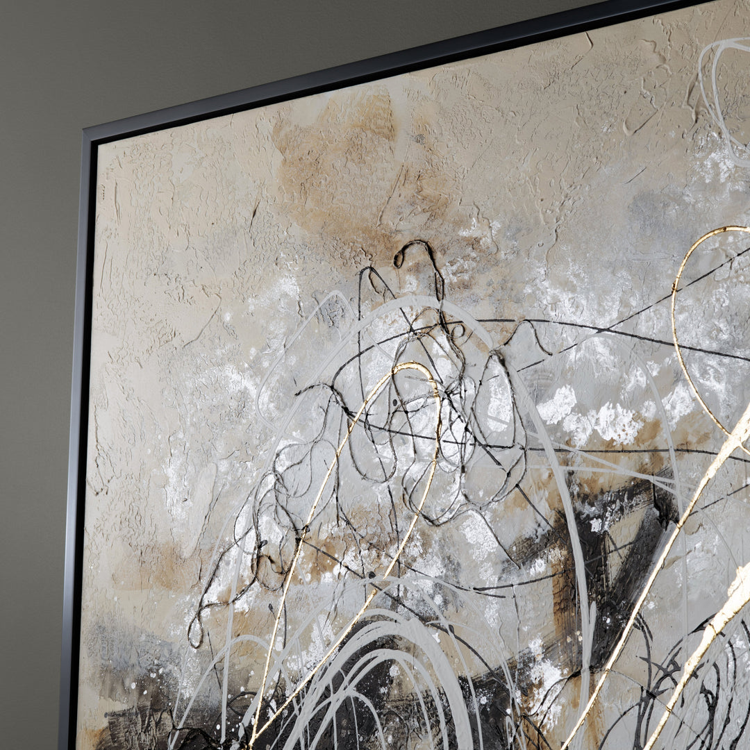 Lienzo Pintado A Mano Marco Negro