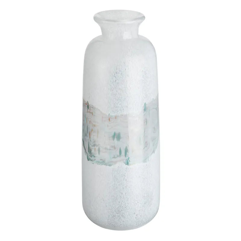 Jarrón Cristal Blanco Texturizado Gde
