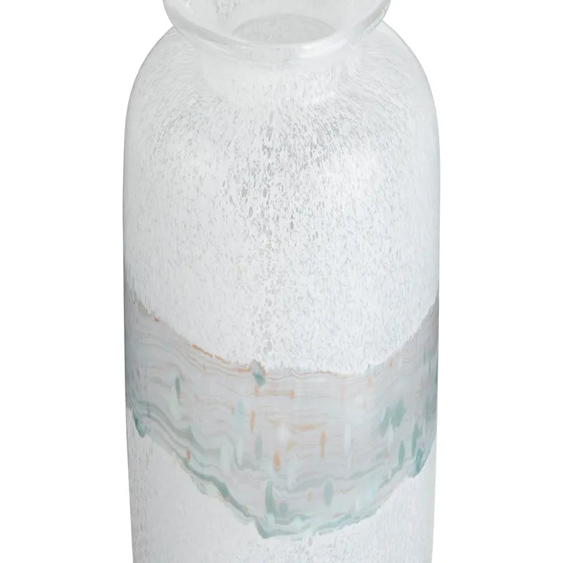 Jarrón Cristal Blanco Texturizado Gde