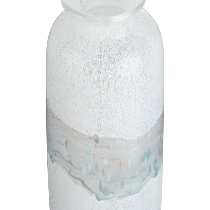 Jarrón Cristal Blanco Texturizado Gde