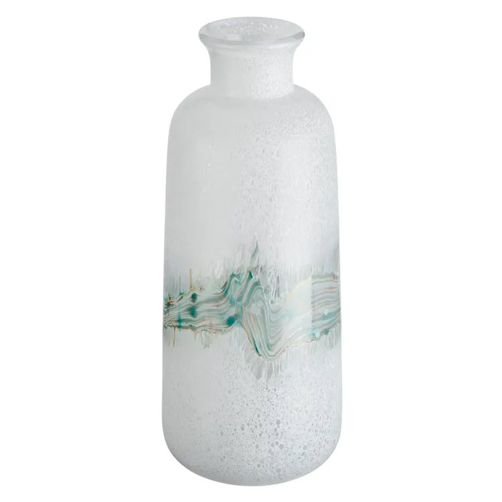 Jarrón Cristal Blanco Texturizado Med