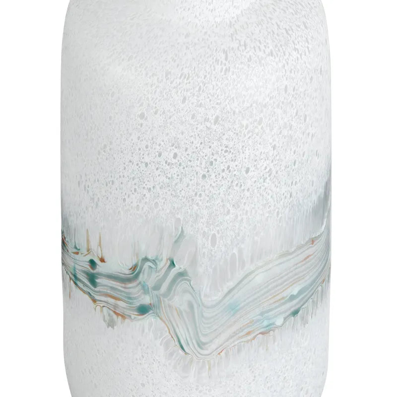 Jarrón Cristal Blanco Texturizado Med