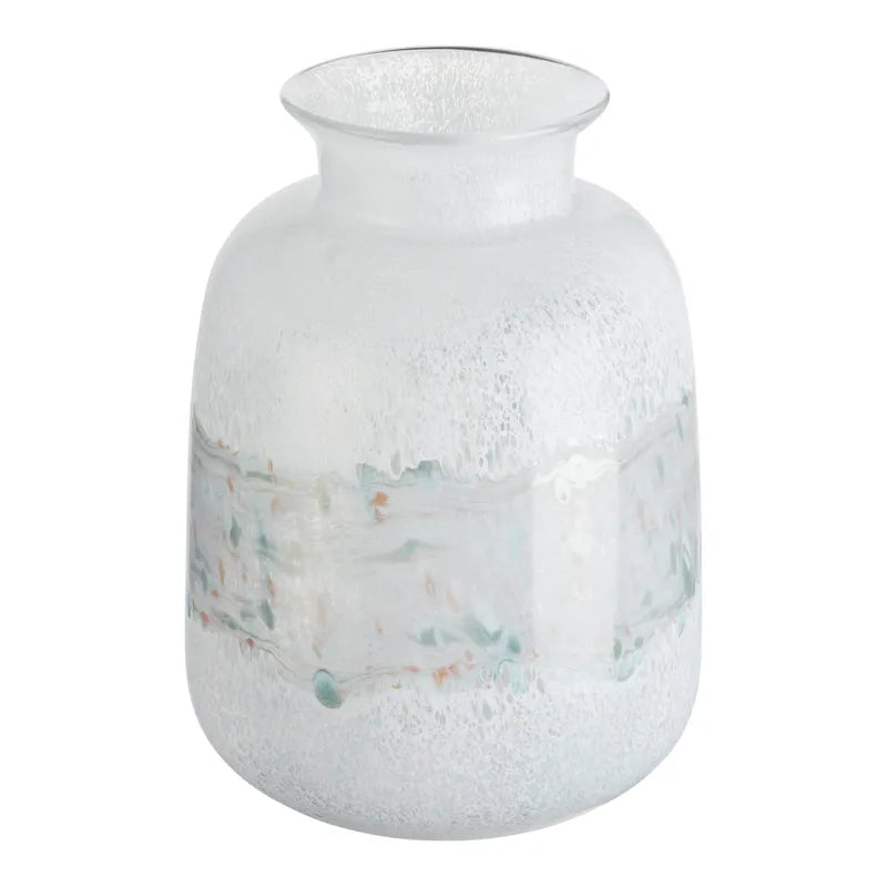 Jarrón Cristal Blanco Texturizado Peq