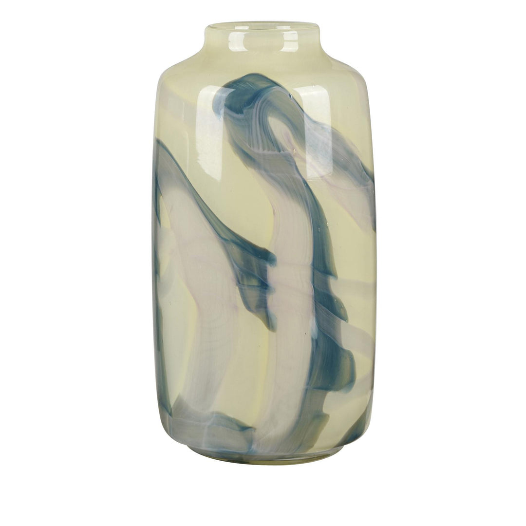 Jarrón Cristal Verde Y Gris Grande
