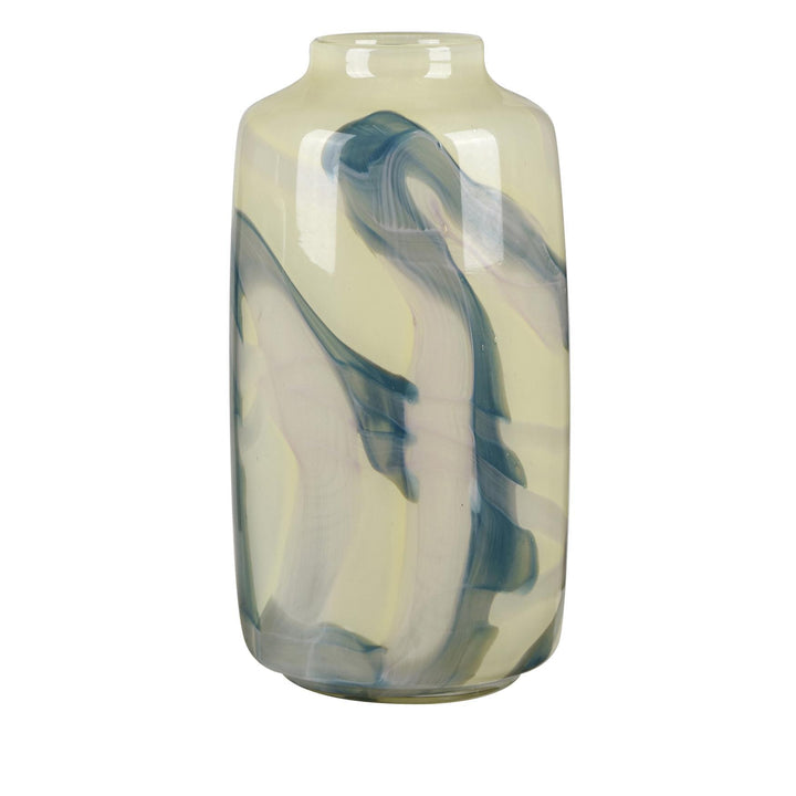 Jarrón Cristal Verde Y Gris Grande