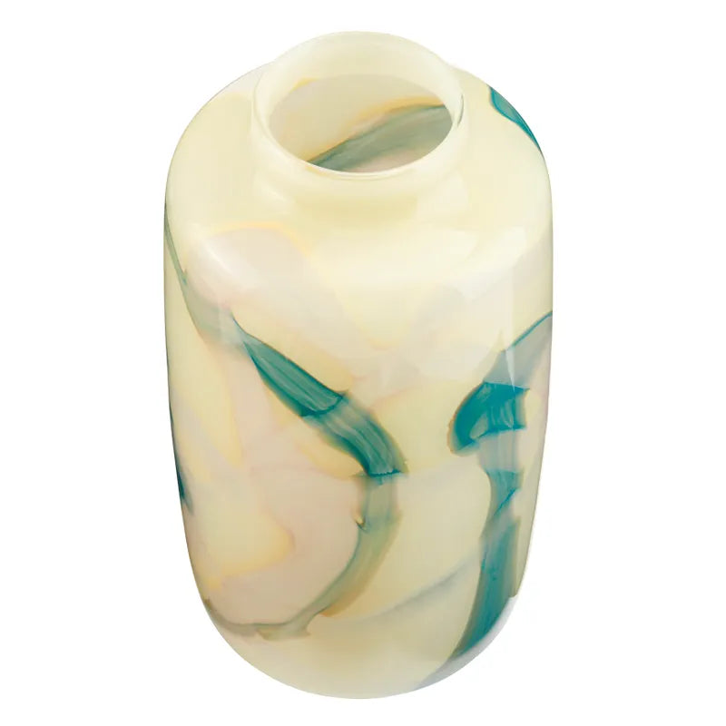 Jarrón Cristal Verde Y Gris Grande