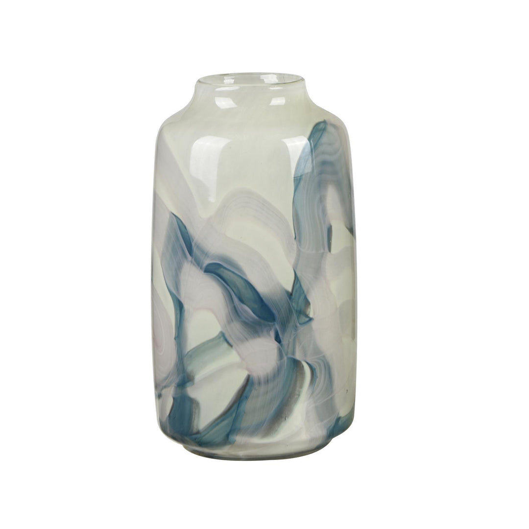 Jarrón Cristal Verde Y Gris Mediano