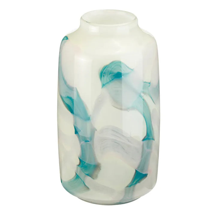 Jarrón Cristal Verde Y Gris Mediano