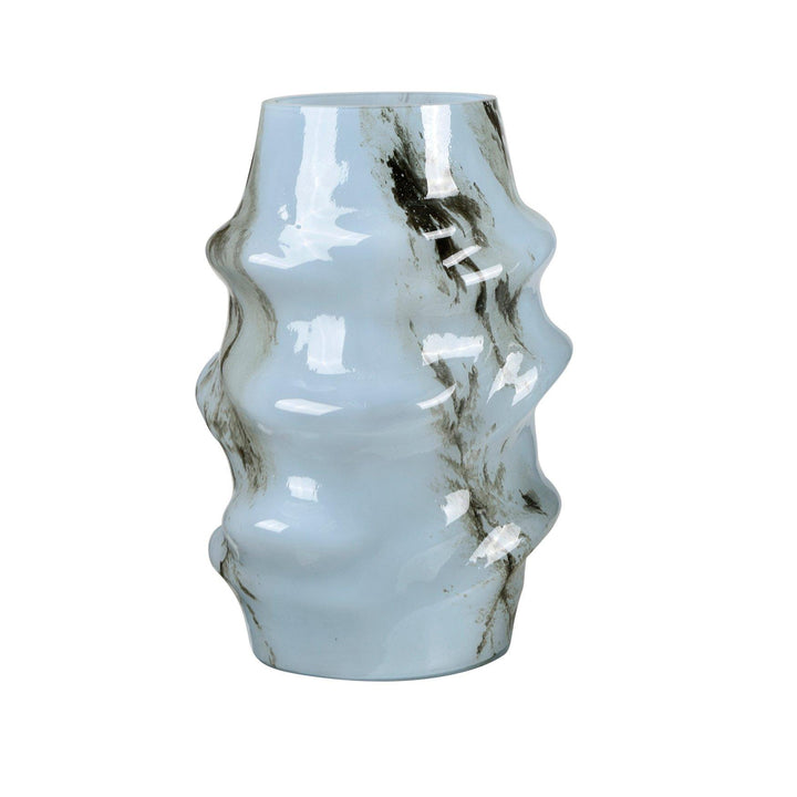 Jarrón Cristal Azul Envejecido Gde