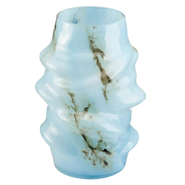 Jarrón Cristal Azul Envejecido Gde