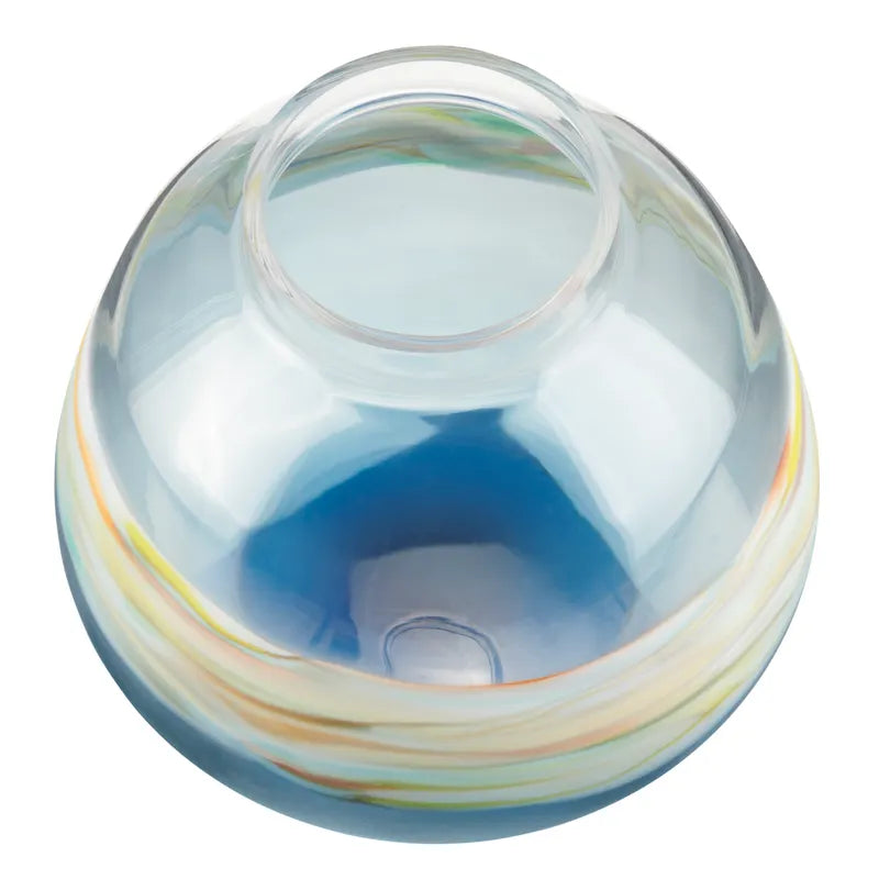 Jarrón Cristal Azul Marino Dorado Med