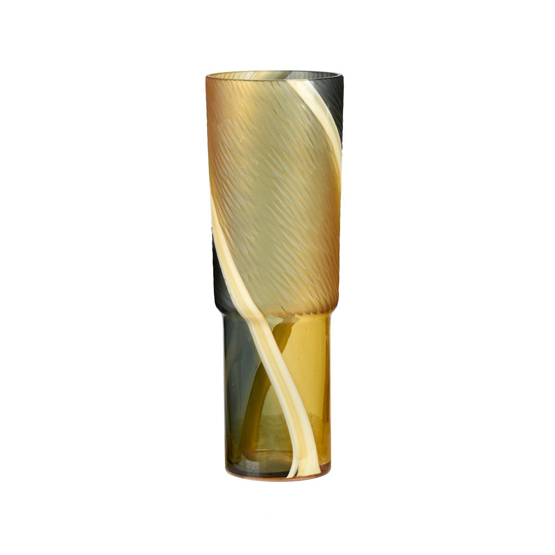 Jarrón Cristal Dorado Y Gris Mediano