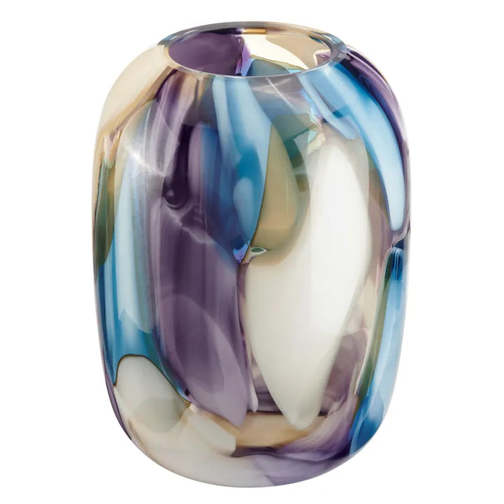 Jarrón Cristal Morado Y Azul Grande